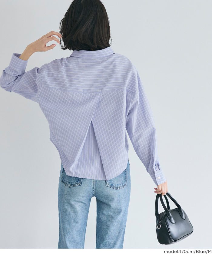 挺感面料短版長袖襯衫