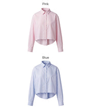 挺感面料短版長袖襯衫