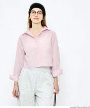 挺感面料短版長袖襯衫