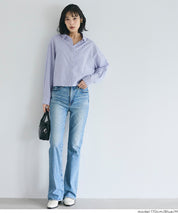 挺感面料短版長袖襯衫