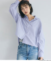 挺感面料短版長袖襯衫