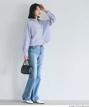 挺感面料短版長袖襯衫