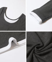 假兩件設計合身長袖連身裙