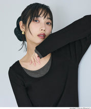 假兩件設計合身長袖連身裙