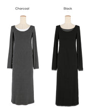 假兩件設計合身長袖連身裙