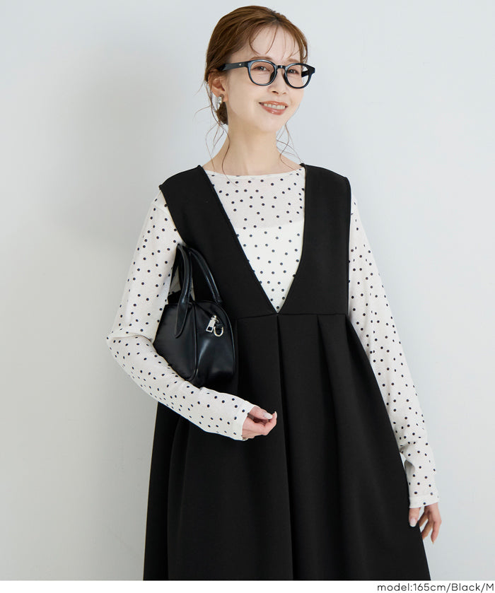 【柔軟太空棉】日系V領背心連衣裙