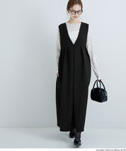 【柔軟太空棉】日系V領背心連衣裙