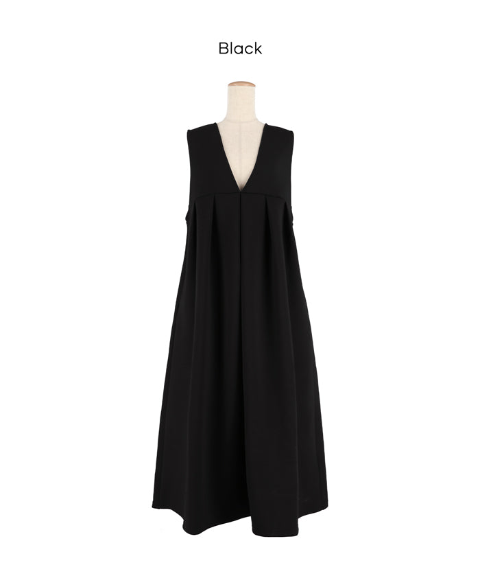 【柔軟太空棉】日系V領背心連衣裙