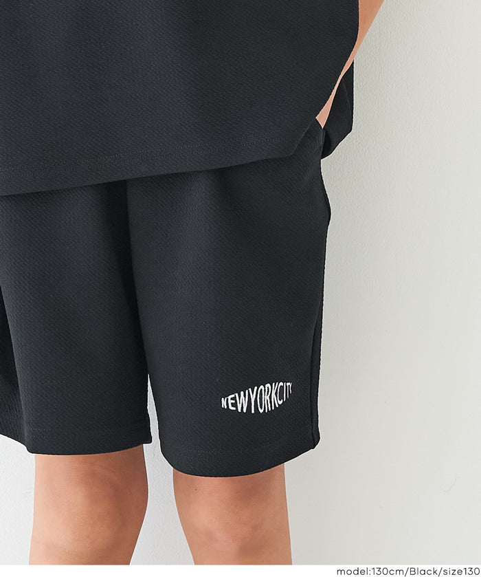 童裝【壓紋機能】刺繡LOGO短褲