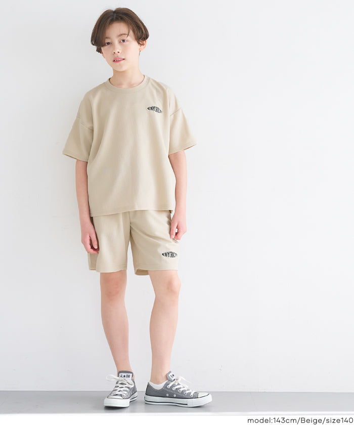 童裝【壓紋機能】刺繡LOGO短褲