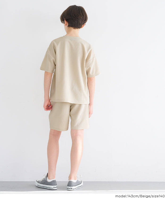 童裝【壓紋機能】刺繡LOGO短褲