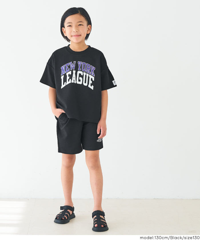 童裝【壓紋機能】刺繡LOGO短褲