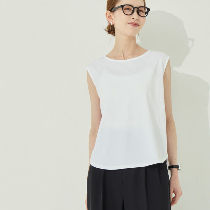 圓弧剪裁百搭無袖上衣 背心