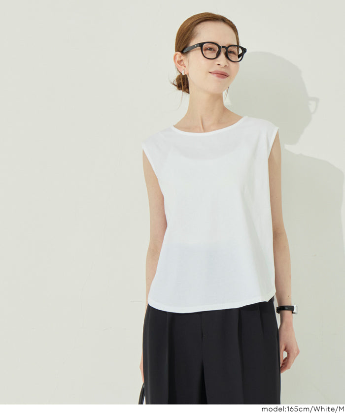 圓弧剪裁百搭無袖上衣 背心