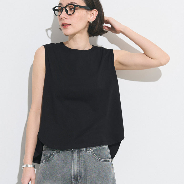 圓弧剪裁百搭無袖上衣 背心
