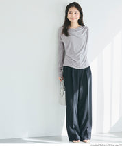 氣質垂墜領薄長袖上衣