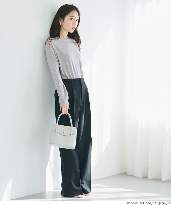 氣質垂墜領薄長袖上衣