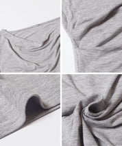 氣質垂墜領薄長袖上衣