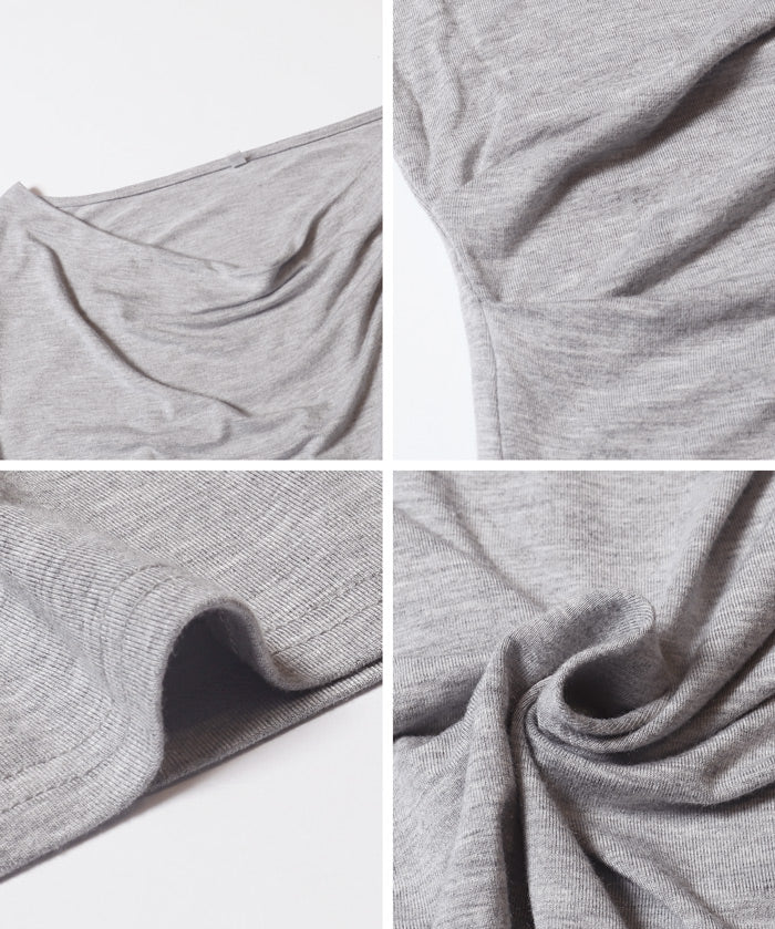 氣質垂墜領薄長袖上衣