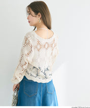 勾針蕾絲花紋v領開衫