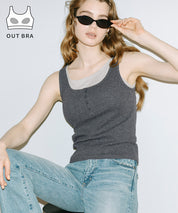 【OUT BRA】假兩件設計背心 (Layered Bra Top)