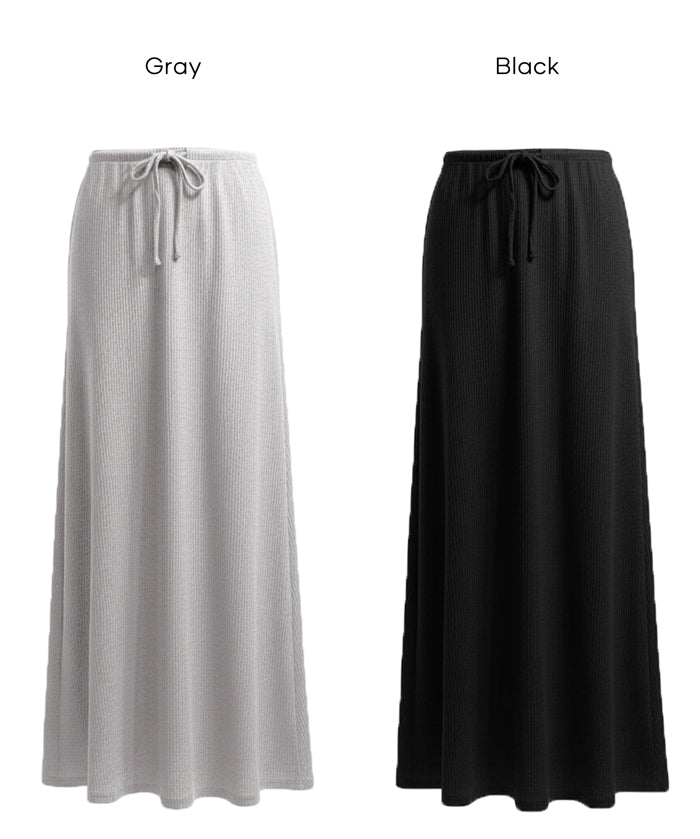 簡約彈性螺紋針織直筒裙 (Flowy ribbed skirt)