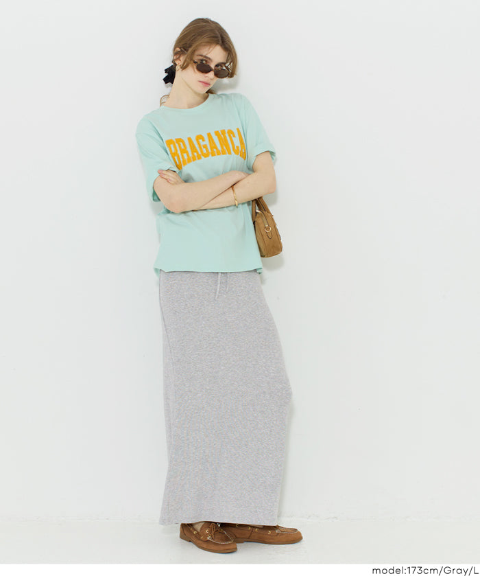 簡約彈性螺紋針織直筒裙 (Flowy ribbed skirt)