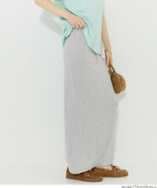 簡約彈性螺紋針織直筒裙 (Flowy ribbed skirt)