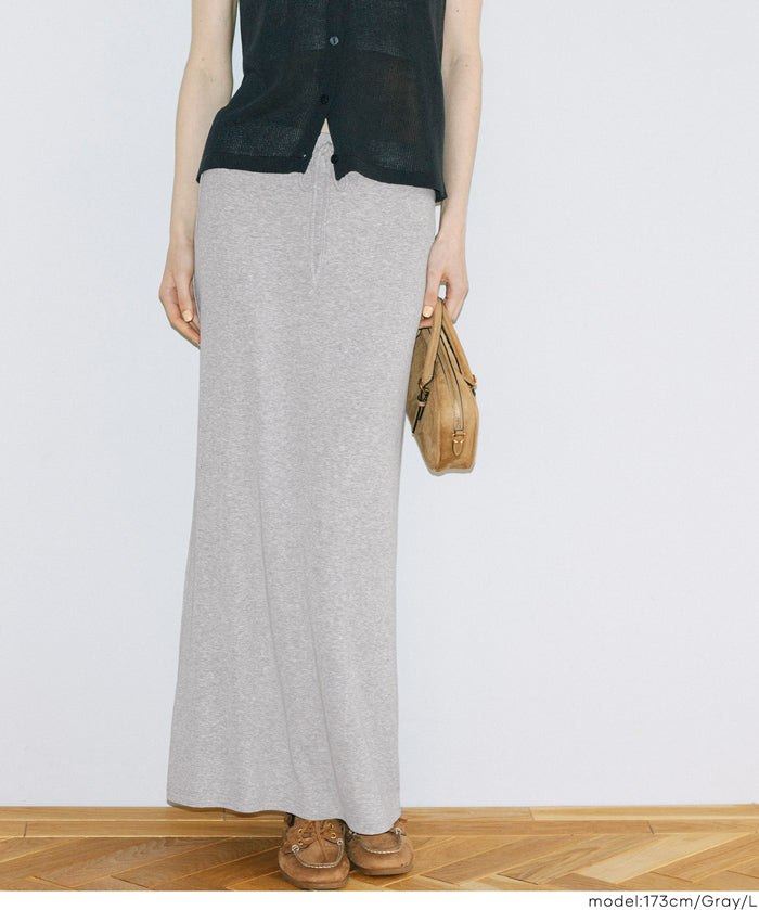 簡約彈性螺紋針織直筒裙 (Flowy ribbed skirt)