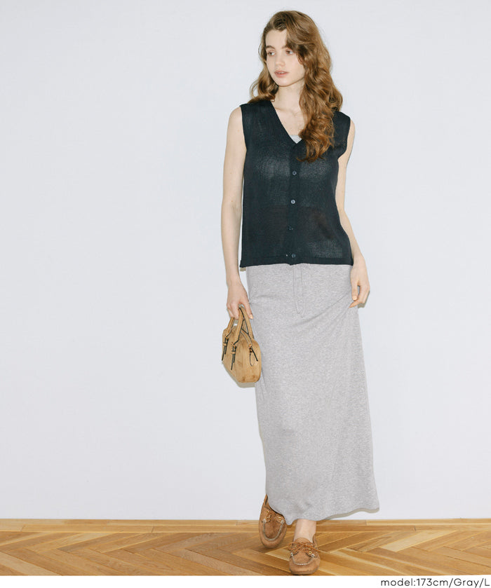 簡約彈性螺紋針織直筒裙 (Flowy ribbed skirt)