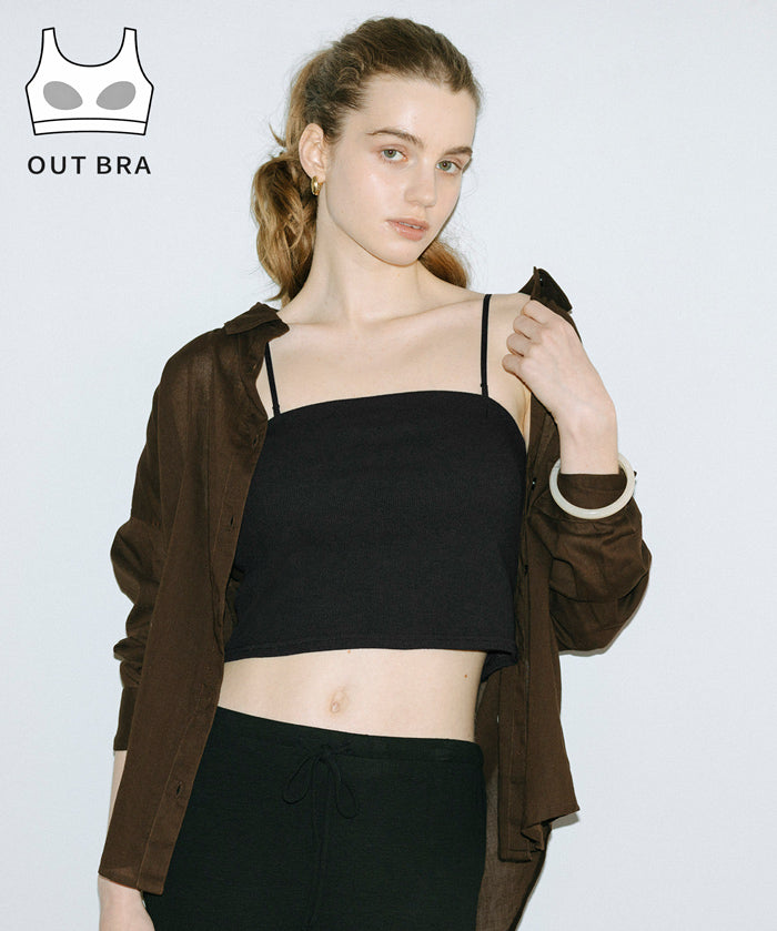 【OUT BRA】肩帶可拆 兩穿平口背心 Bra Top
