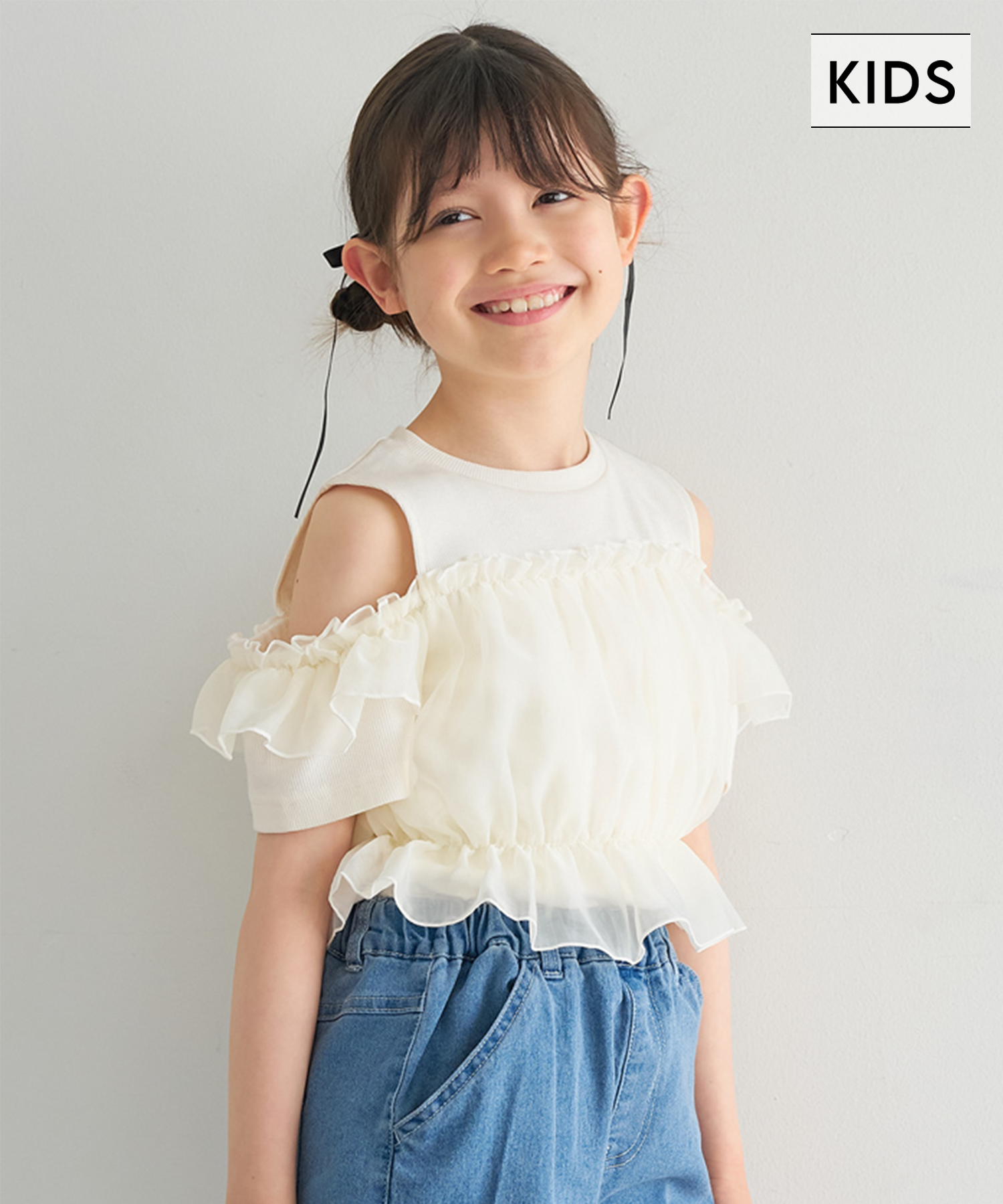 Toddler Japanese Lace Patchwork Cold Shoulder Short Sleeve Top
