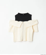Girls' Faux Two-Piece Ribbed Patchwork Cold Shoulder Short Sleeve Top