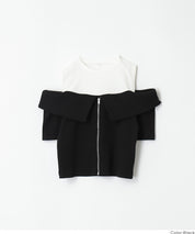 Girls' Faux Two-Piece Ribbed Patchwork Cold Shoulder Short Sleeve Top
