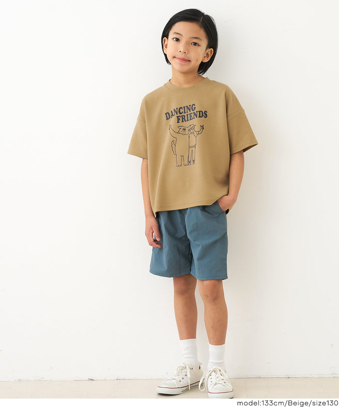 童裝【壓紋機能】圖案短袖上衣