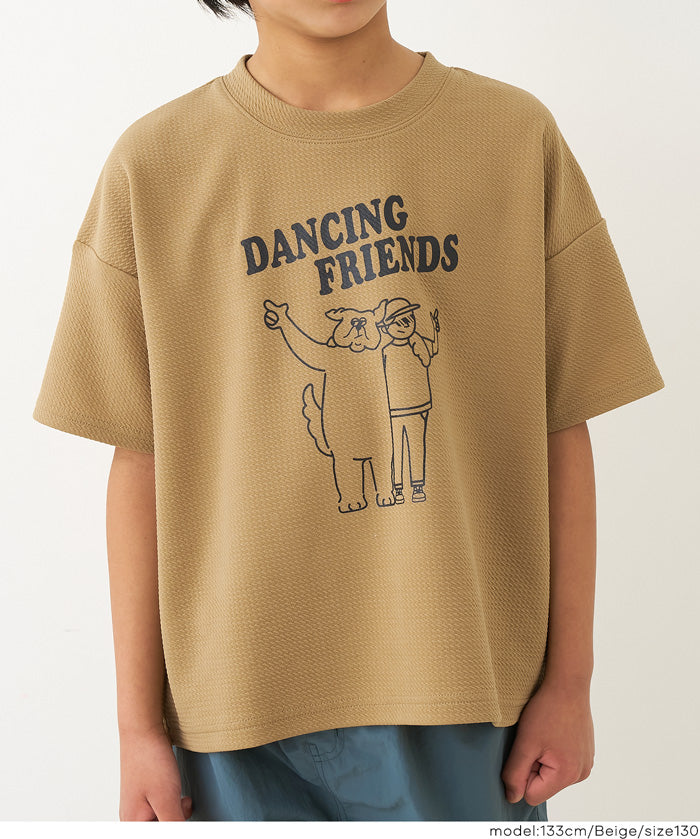 童裝【壓紋機能】圖案短袖上衣