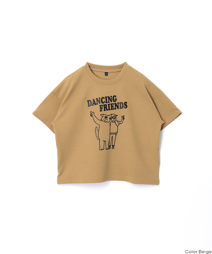 童裝【壓紋機能】圖案短袖上衣