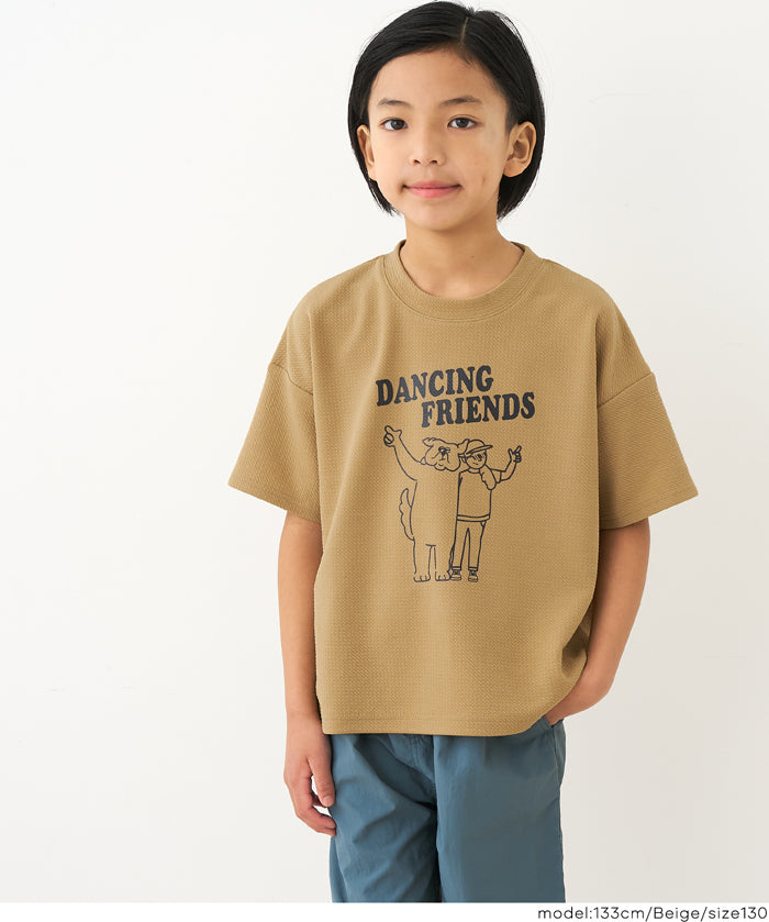 童裝【壓紋機能】圖案短袖上衣