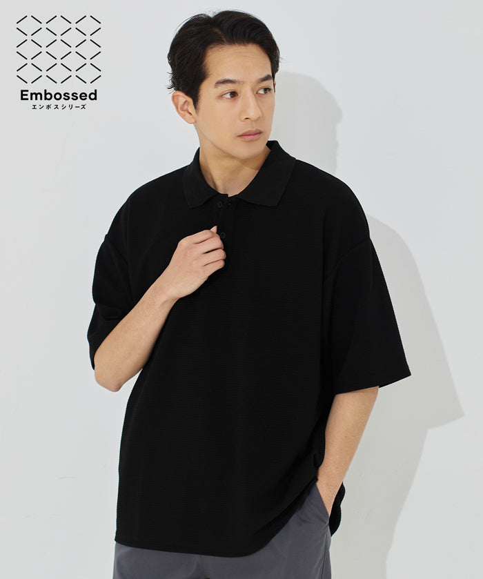 男裝【壓紋機能】短袖POLO上衣 (Embossed polo shirt)