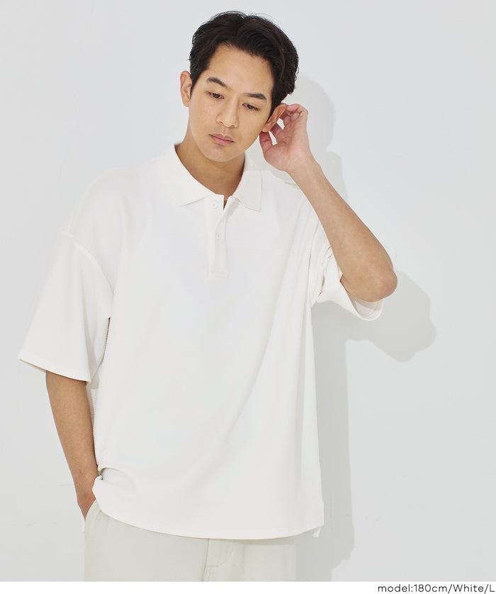 男裝【壓紋機能】短袖POLO上衣 (Embossed polo shirt)