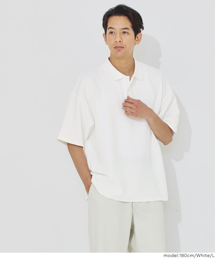 男裝【壓紋機能】短袖POLO上衣 (Embossed polo shirt)