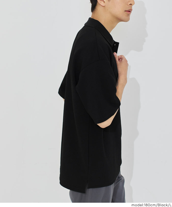 男裝【壓紋機能】短袖POLO上衣 (Embossed polo shirt)