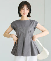 氣質假兩件抹胸法式袖娃娃衫 (Peplum T-Shirt)