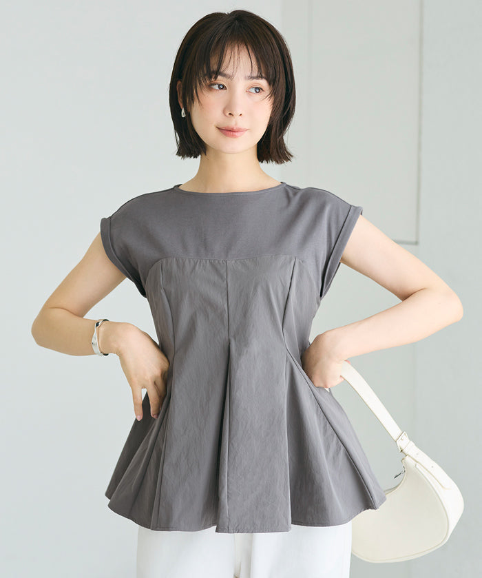 氣質假兩件抹胸法式袖娃娃衫 (Peplum T-Shirt)