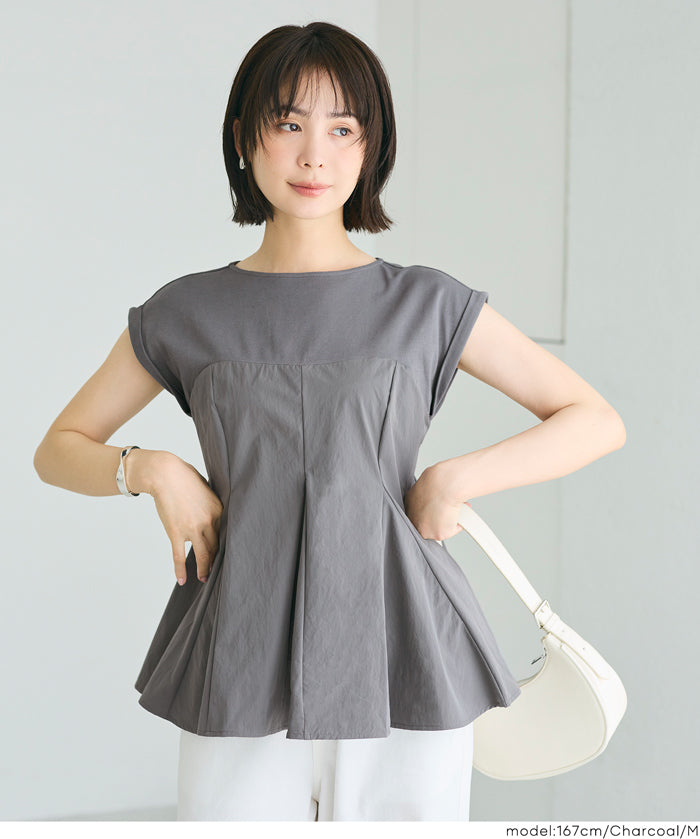 氣質假兩件抹胸法式袖娃娃衫 (Peplum T-Shirt)