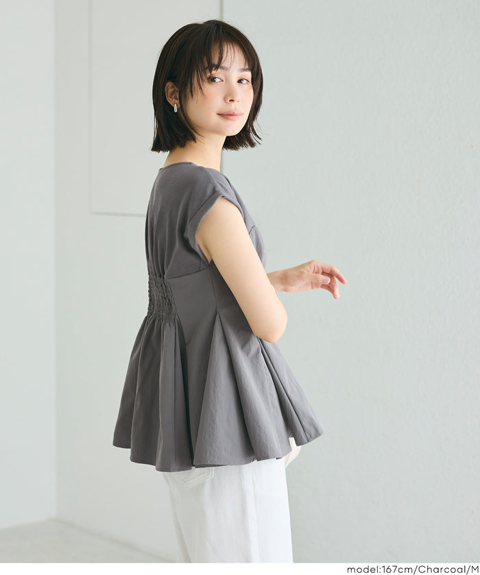 氣質假兩件抹胸法式袖娃娃衫 (Peplum T-Shirt)