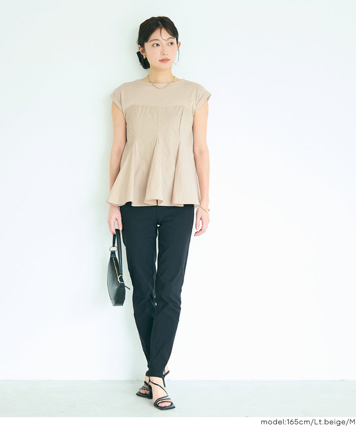 氣質假兩件抹胸法式袖娃娃衫 (Peplum T-Shirt)