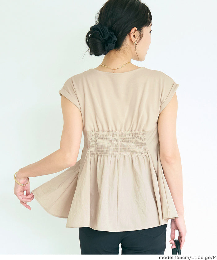 氣質假兩件抹胸法式袖娃娃衫 (Peplum T-Shirt)