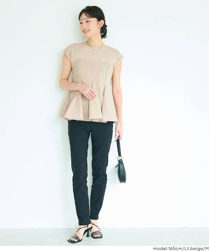 氣質假兩件抹胸法式袖娃娃衫 (Peplum T-Shirt)