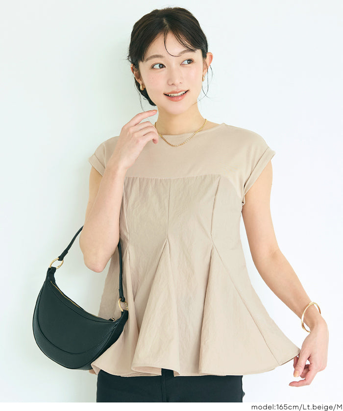 氣質假兩件抹胸法式袖娃娃衫 (Peplum T-Shirt)